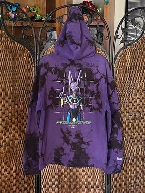 M Dragon Ball Primitive Super Beerus Purple Tie Dyed Hoodie